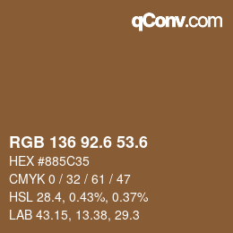 カラーコード: RGB 136 92.6 53.6 | qconv.com