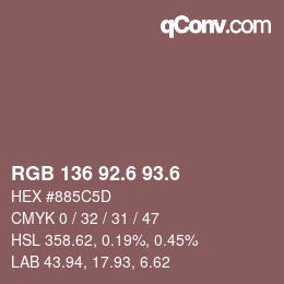 カラーコード: RGB 136 92.6 93.6 | qconv.com