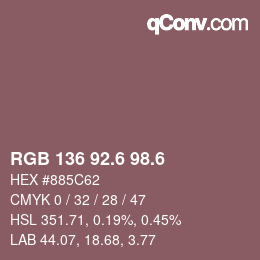 カラーコード: RGB 136 92.6 98.6 | qconv.com