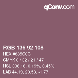 Color code: RGB 136 92 108 | qconv.com