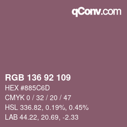 Color code: RGB 136 92 109 | qconv.com