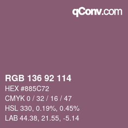 Color code: RGB 136 92 114 | qconv.com