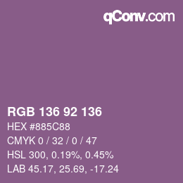 Color code: RGB 136 92 136 | qconv.com