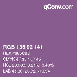 Color code: RGB 136 92 141 | qconv.com