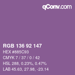 カラーコード: RGB 136 92 147 | qconv.com
