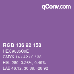 颜色代码: RGB 136 92 158 | qconv.com