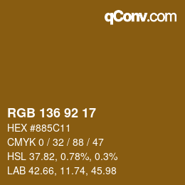 颜色代码: RGB 136 92 17 | qconv.com