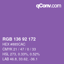 カラーコード: RGB 136 92 172 | qconv.com