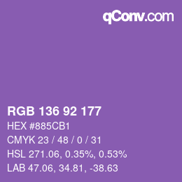 カラーコード: RGB 136 92 177 | qconv.com