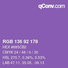 Color code: RGB 136 92 178 | qconv.com