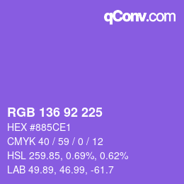 Color code: RGB 136 92 225 | qconv.com
