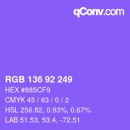 Color code: RGB 136 92 249 | qconv.com