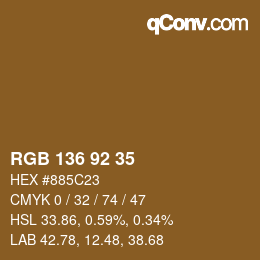 Color code: RGB 136 92 35 | qconv.com