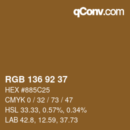 Color code: RGB 136 92 37 | qconv.com