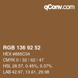 Color code: RGB 136 92 52 | qconv.com