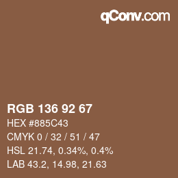 カラーコード: RGB 136 92 67 | qconv.com