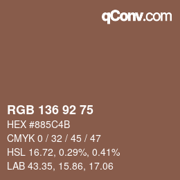 Color code: RGB 136 92 75 | qconv.com
