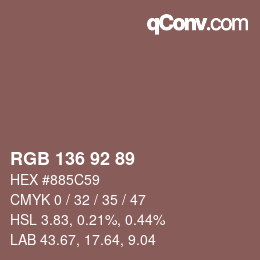 Color code: RGB 136 92 89 | qconv.com