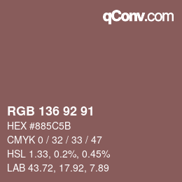 Color code: RGB 136 92 91 | qconv.com
