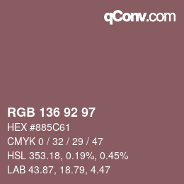 Color code: RGB 136 92 97 | qconv.com