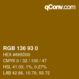 Color code: RGB 136 93 0 | qconv.com