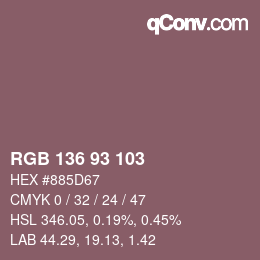 Color code: RGB 136 93 103 | qconv.com