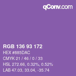 カラーコード: RGB 136 93 172 | qconv.com