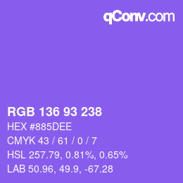 Color code: RGB 136 93 238 | qconv.com