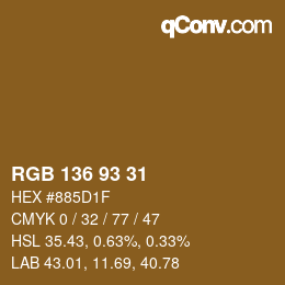 Color code: RGB 136 93 31 | qconv.com