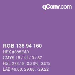 Color code: RGB 136 94 160 | qconv.com