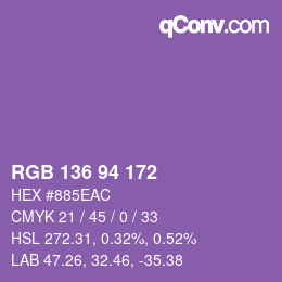 Color code: RGB 136 94 172 | qconv.com
