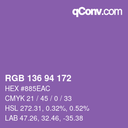 カラーコード: RGB 136 94 172 | qconv.com