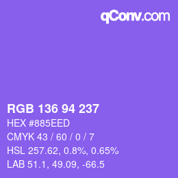 Color code: RGB 136 94 237 | qconv.com
