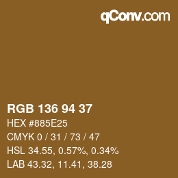 Color code: RGB 136 94 37 | qconv.com