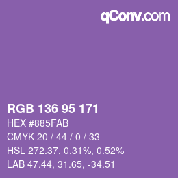 Color code: RGB 136 95 171 | qconv.com