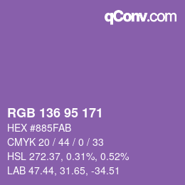 颜色代码: RGB 136 95 171 | qconv.com