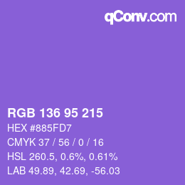 Color code: RGB 136 95 215 | qconv.com