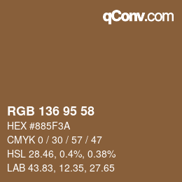 Color code: RGB 136 95 58 | qconv.com