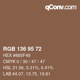 Color code: RGB 136 95 72 | qconv.com