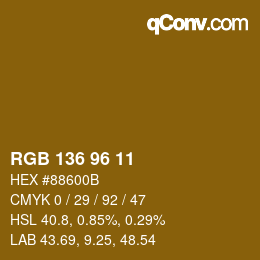 Color code: RGB 136 96 11 | qconv.com