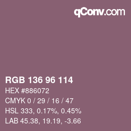 Color code: RGB 136 96 114 | qconv.com