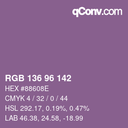 Color code: RGB 136 96 142 | qconv.com