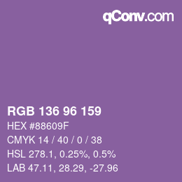 颜色代码: RGB 136 96 159 | qconv.com