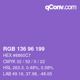 Color code: RGB 136 96 199 | qconv.com