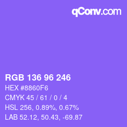 Color code: RGB 136 96 246 | qconv.com