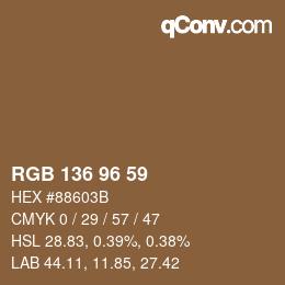 カラーコード: RGB 136 96 59 | qconv.com