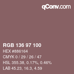 Color code: RGB 136 97 100 | qconv.com