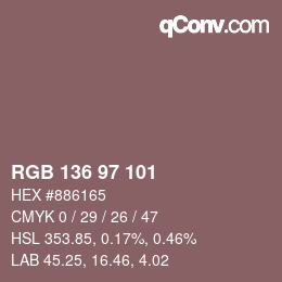 Color code: RGB 136 97 101 | qconv.com