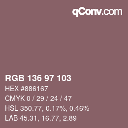 Farbcode: RGB 136 97 103 | qconv.com