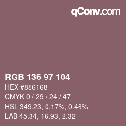 Color code: RGB 136 97 104 | qconv.com
